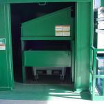Dumper approach (rear feed, side dump) loading entrance.